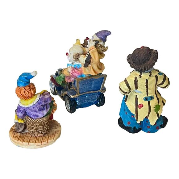 VTG Set (3) CIRCUS CLOWN FIGURINES 3" Tambourine Jalopy Car Toto Dog Cake Topper - Picture 6 of 8